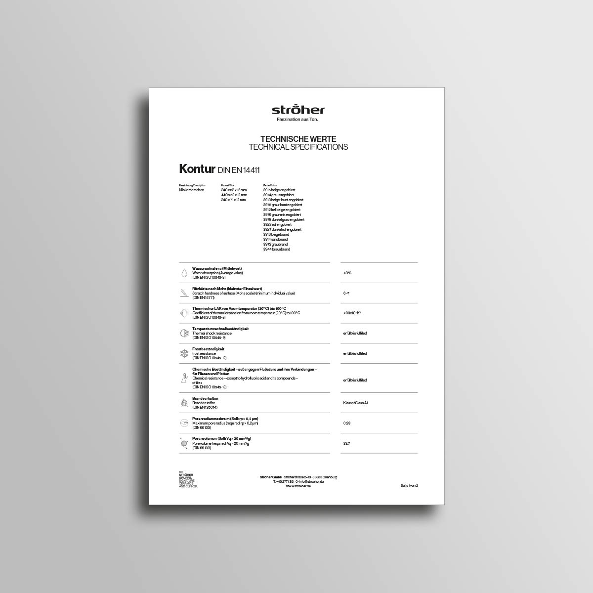 Stroeher Klinkerriemchen Kontur Downloads Technische Werte